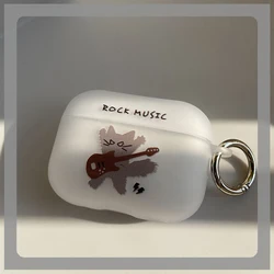 Rockmusik Airpods Hülle für Airpods 1 2 3 Pro Pro 2 2022 Rock Cat Soft Kopfhörer Air Pods Covers Anime Cartoon Funda Couque