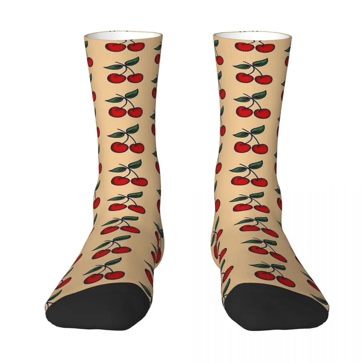 Salty Dog American Traditional Folk Art Cherries Tattoo Stockings Fruit Socks Autumn Anti Bacterial Socks Men's Warm Soft Socks