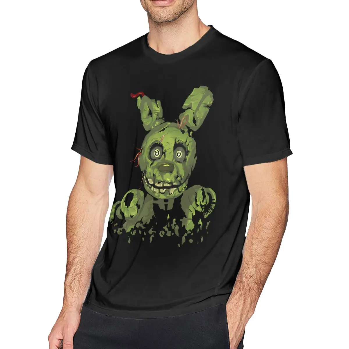 Men Horror Rabbit T Shirt FNAF Game 100% Cotton Clothes Vintage Short Sleeve O Neck Tee Shirt 4XL 5XL T-Shirt