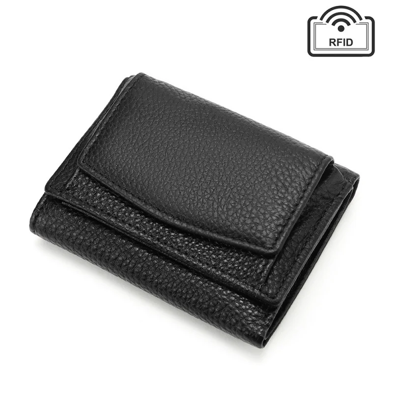 Genuine Leather wallet women Japanese style multi-card holder tri-fold mini cowhide coin purse