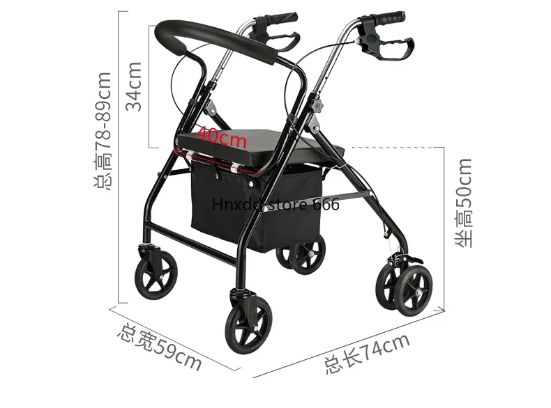 Walker for the elderly Hand push Seated Portable foldable driving rehabilitation aid