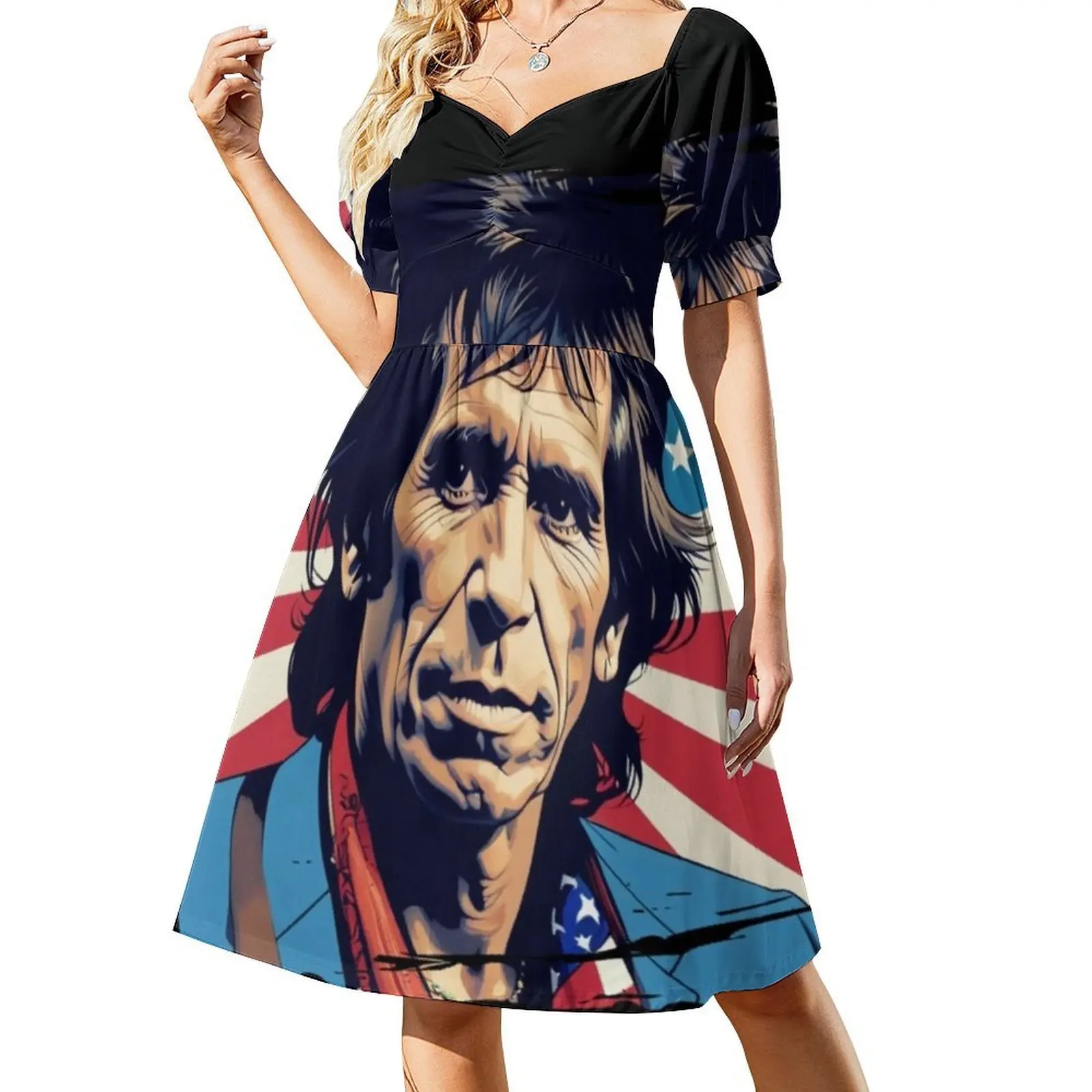 Keith Richards For President Pop Art Boho Chic Dress Elegant Fashion Beach Wedding Party Gown Keith Richards For President