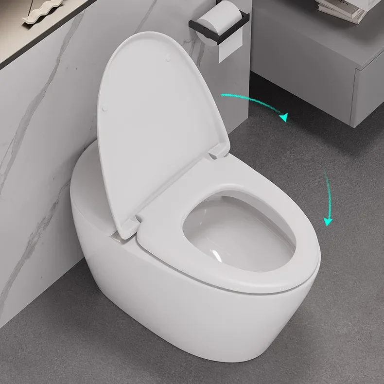 

New Design Hotel Bathroom Vanity Floor Mounted One Piece Toilet Foot Kick Flushing White Ceramic Toilet