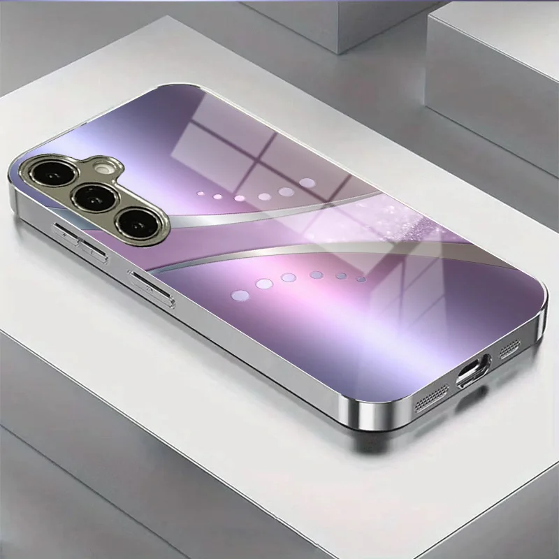 Light Purple Curved  Case with Shiny Circular Pattern for Samsung Galaxy S25, S24 Ultra S22 Ultra S21 Ultra, S21, S20 Ultra, S20