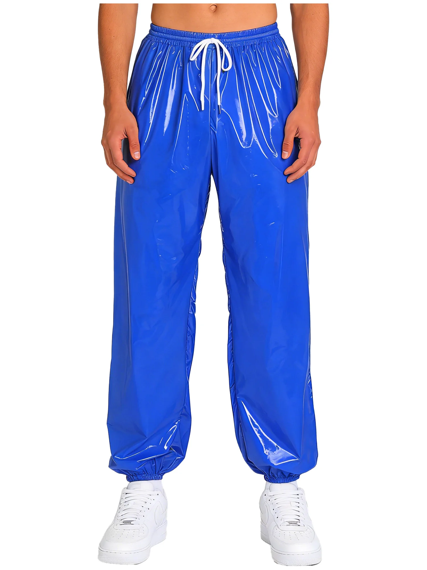 AliExpress NONE Adult Men Waterproof Track Long Pants Elastic Waistband with Drawstring Side Pocket Jogging Trousers for Cycling Beach Workout