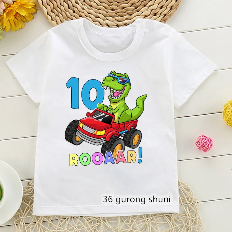 New Boys T-Shirts 1-10 Years Old Dinosaur Birthday Digital Print Cute Children'S Clothing Tshirt For Kids Birthday Gift Clothing