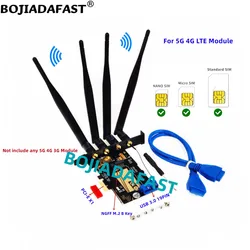 PCI-E 1X PCIe X1 To NGFF M.2 B-Key Wireless Adapter Card Dual Nano SIM Slot For 5G 4G LTE WWAN GSM Module Modem