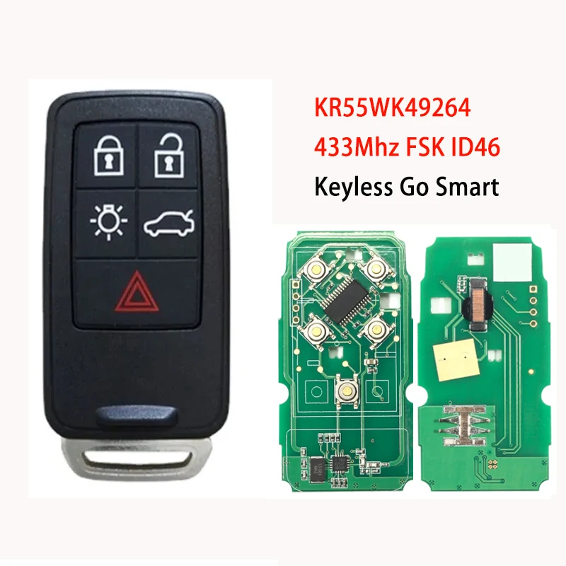 

Remote Control Key For Volvo S60 S60L S80 XC60 XC70 V40 V60 ID46 PCF7953 433MHz KR55WK49264 Non-Keyless Card