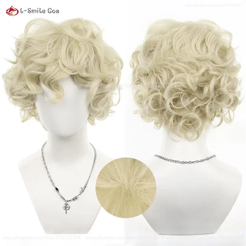 

Парик для косплея Vanila Vanilla, 30 см, бежевый, желтый, короткие вьющиеся, аниме, косплей, аниме, парики, термостойкие синтетические волосы + шапочка для парика