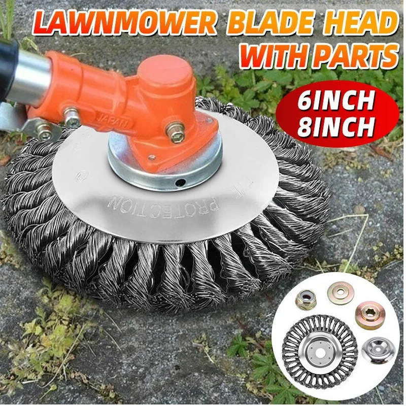 6-inch Lawn Mower Steel Wire Grass Trimmer Head Twisted Wire Wheel Weed Trimmer 81 Inch Garden Universal Accessory