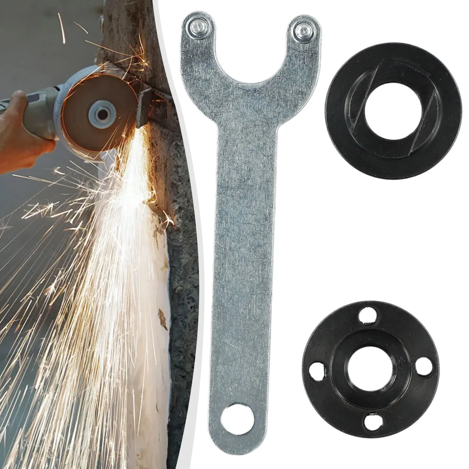 Angle Grinder Flange Nut Set Tool With M14 Thread 14mm Spindle Thread 30mm Pin Drive Holes 40mm Diameter Comes With Wrench