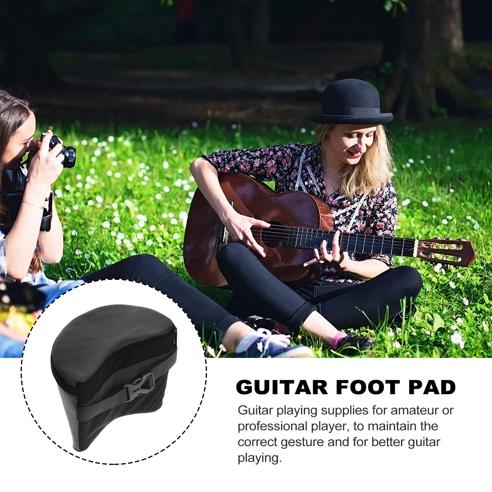 

Black Durable Classical Guitar Foot Rest Elastic Band Strong Stability Guitar Playing Cushion Flamenco Foot Rest Flamenco