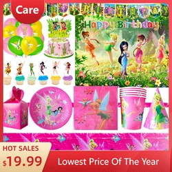 Cartoon Fairy Elves Tinker Bell Theme Birthday Party Decoration Supplies Disposable Cutlery Balloon Background Baby Shower Gift