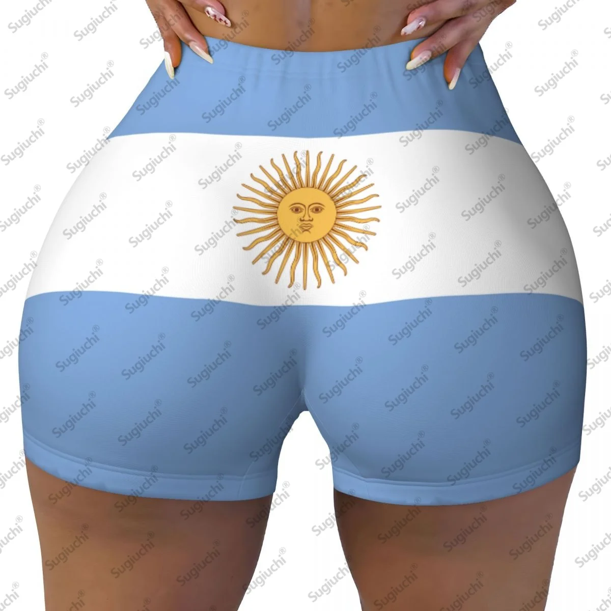 

2026 шорты для йоги с флагом Аргентины для женщин, шорты для тренировок, подтяжки ягодиц, с высокой талией, шорты для бега в тренажерном зале