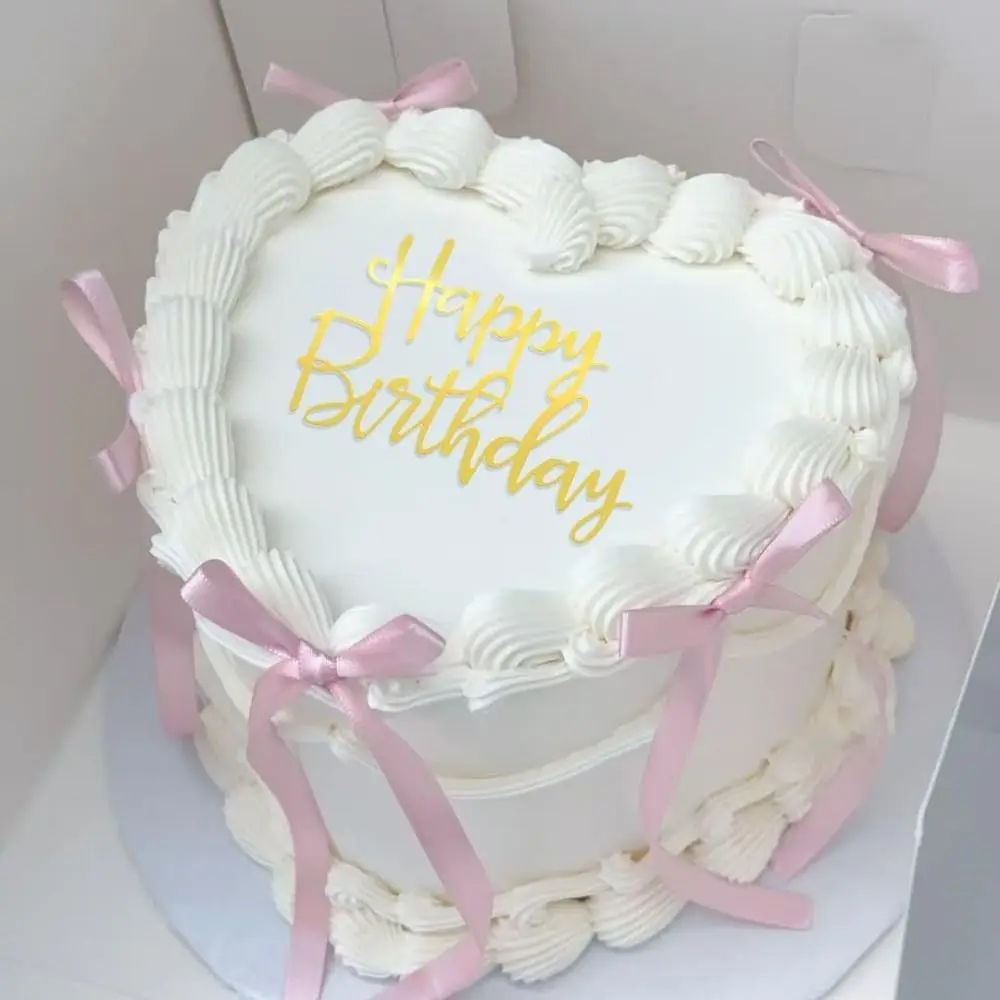 7 PCS 2025 Acrylic Letter Cake Decorating Funny Multipurpose Ribbion Cake Topper Polyester Black Bows