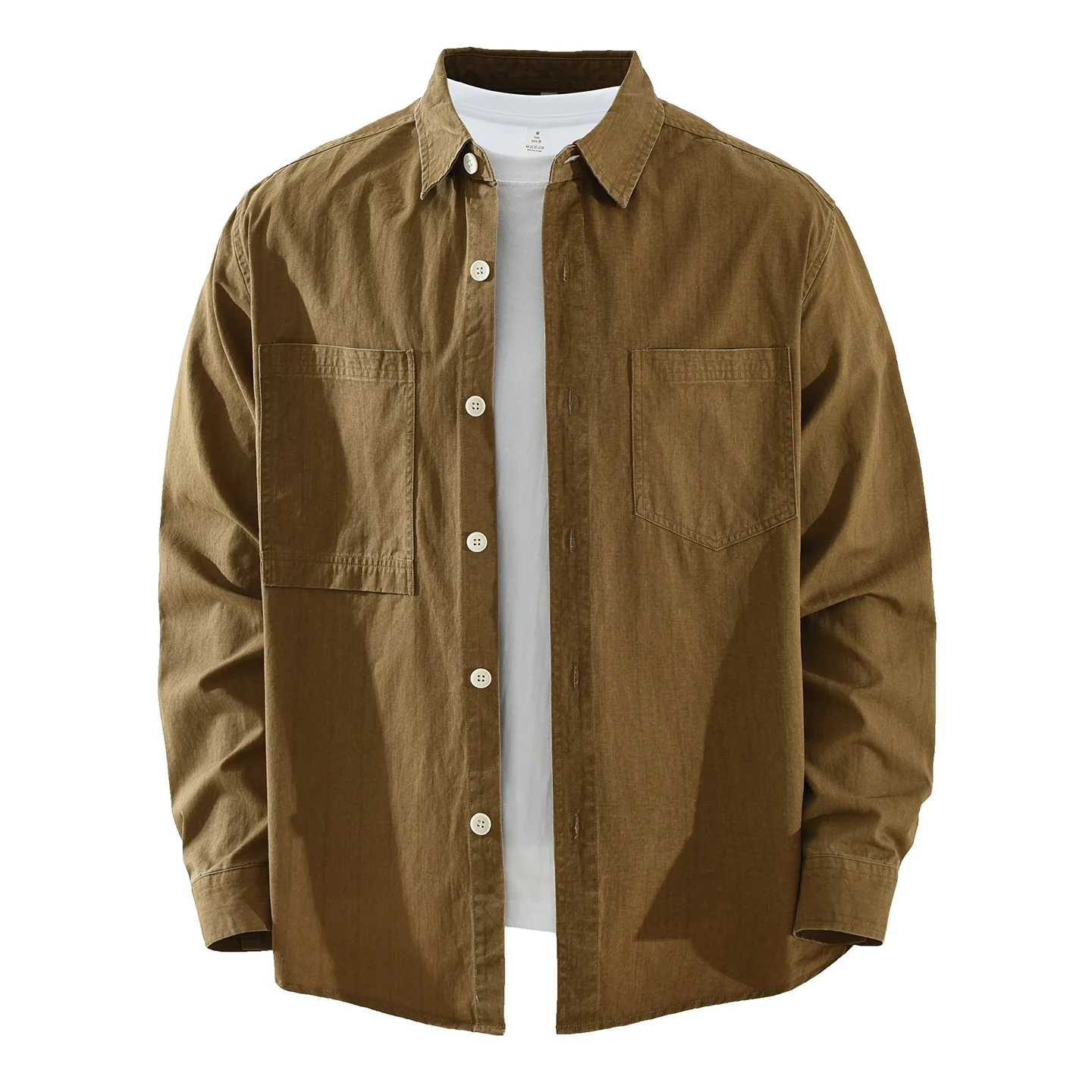 

Мужская рабочая рубашка свободного кроя с длинным рукавом, универсальная, повседневная, в художественном японском стиле, из хлопка, однотонная, для повседневной носки