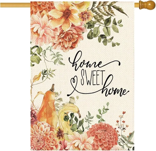 Thanksgiving Fall Dahlia Sweet Home Welcome House Flag 28 X 40 Inch Double Sided 7445050735701 AAV hhz