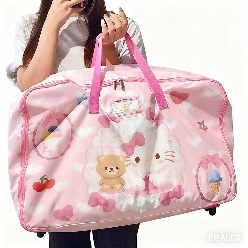 حقيبة تخزين اللحاف ذات سعة كبيرة من هالو كيتي، منظم ملابس مقاوم للماء ومقاوم للرطوبة للمنزل، حقائب قابلة للغسل ومقاومة للغبار