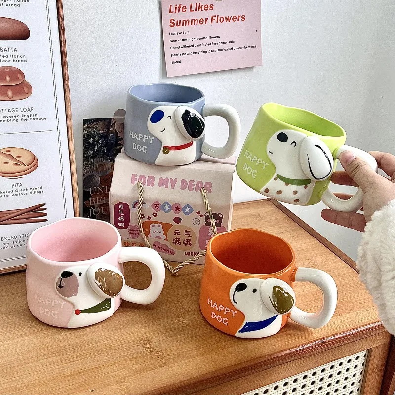 Cute Dog Mug Large Capacity Ceramic Coffee Cup for Home and Office Afternoon Tea Flower Tea Coffee Cup for Home Breakfast Mug