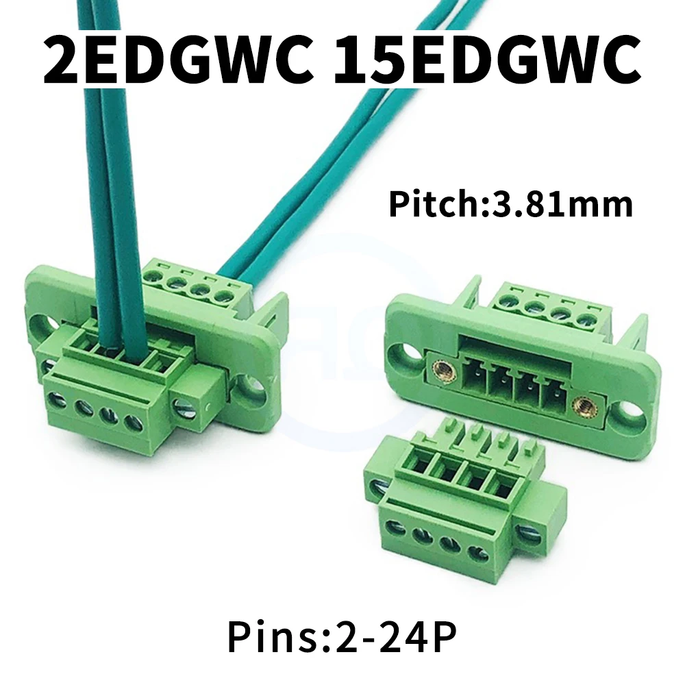 

(5 pcs) 15EDGWC 3.81mm Plug-in Terminal Block KF 2EDGWC 15EDGKA/PM Upright KA Plug with Flange Retaining Frame 2-24Pin