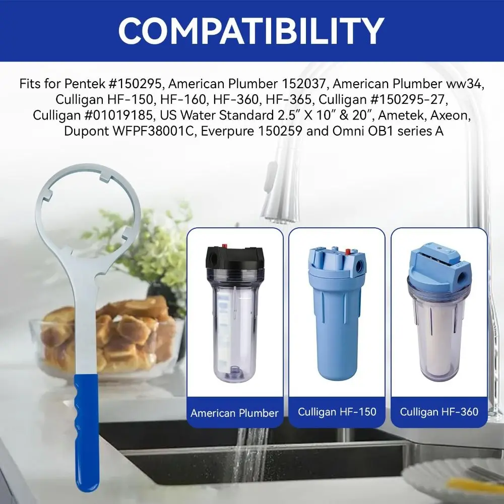 

Comfortable Grip Water Wrench Heavy Duty Premium Plastic Water Filter Housing Wrench Steel Tool 4.8 Inch Disassembly Tool