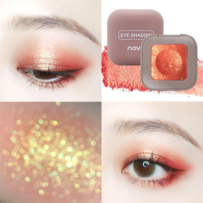 Novo Strong Stickiness Eye Ehadow Hochglänzend polarisierter Glitzer, heißeste einzelne Lidschatten-Palette, leicht zu tragen, Kosmetik-Make-up