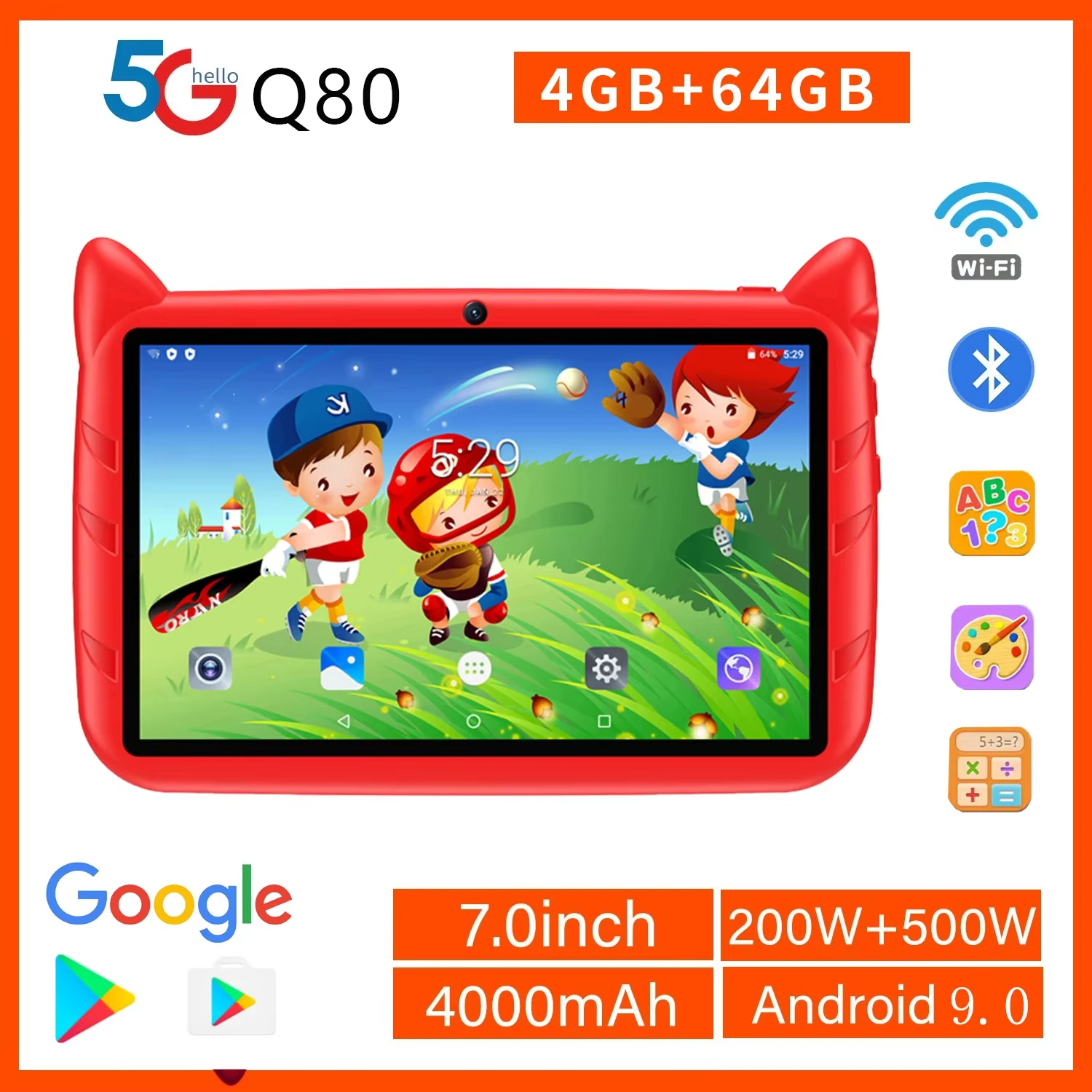 

2024 Global Version 7 Inch ' tablets Quad Core 4GB RAM 64GB ROM Android Learning Education Tablet Dual Cameras 4000mAh