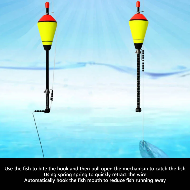 Automatic Fishing Floats Set Fast Fishing with Spring Portable Fishing Bobbers Suitable for Ecological Environment