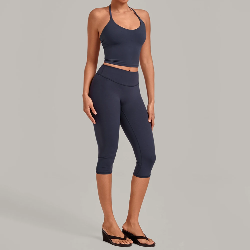 2 Pieces Fitness Set Women's Tracksuit Sports Bra Outfit Workout Capri Pants Clothes Female Running Cycling Shorts Sportswear