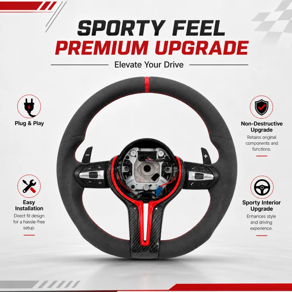 Flat Bottom Suede Steering Wheel Upgrade For BMW M Sport F01 F06 F10 F11 F12 F20 F21 F22 F25 F26 F30 F32 F34 F80 F82 F90