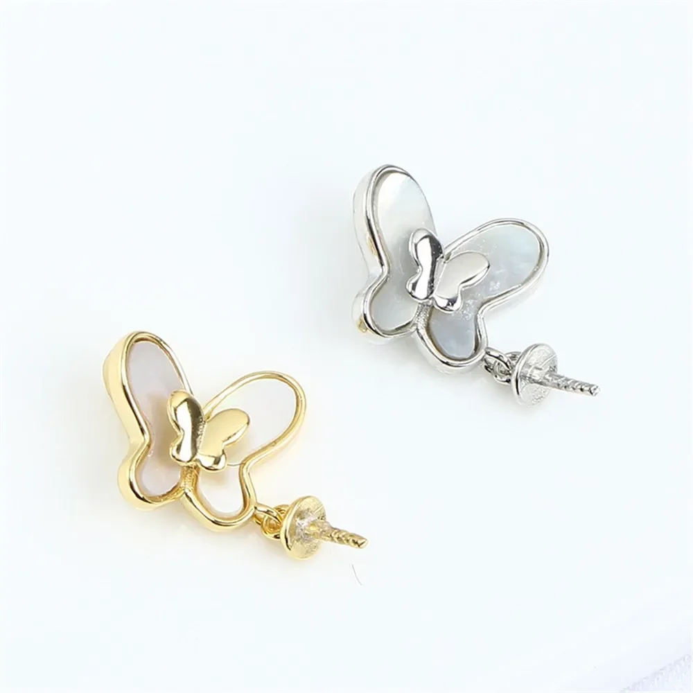 

S925 Sterling Silver Pearl Pendant Setting, DIY Empty Bezel Cup Jewelry Supplies for Craft Making, Hollow Prong Pendant Findings