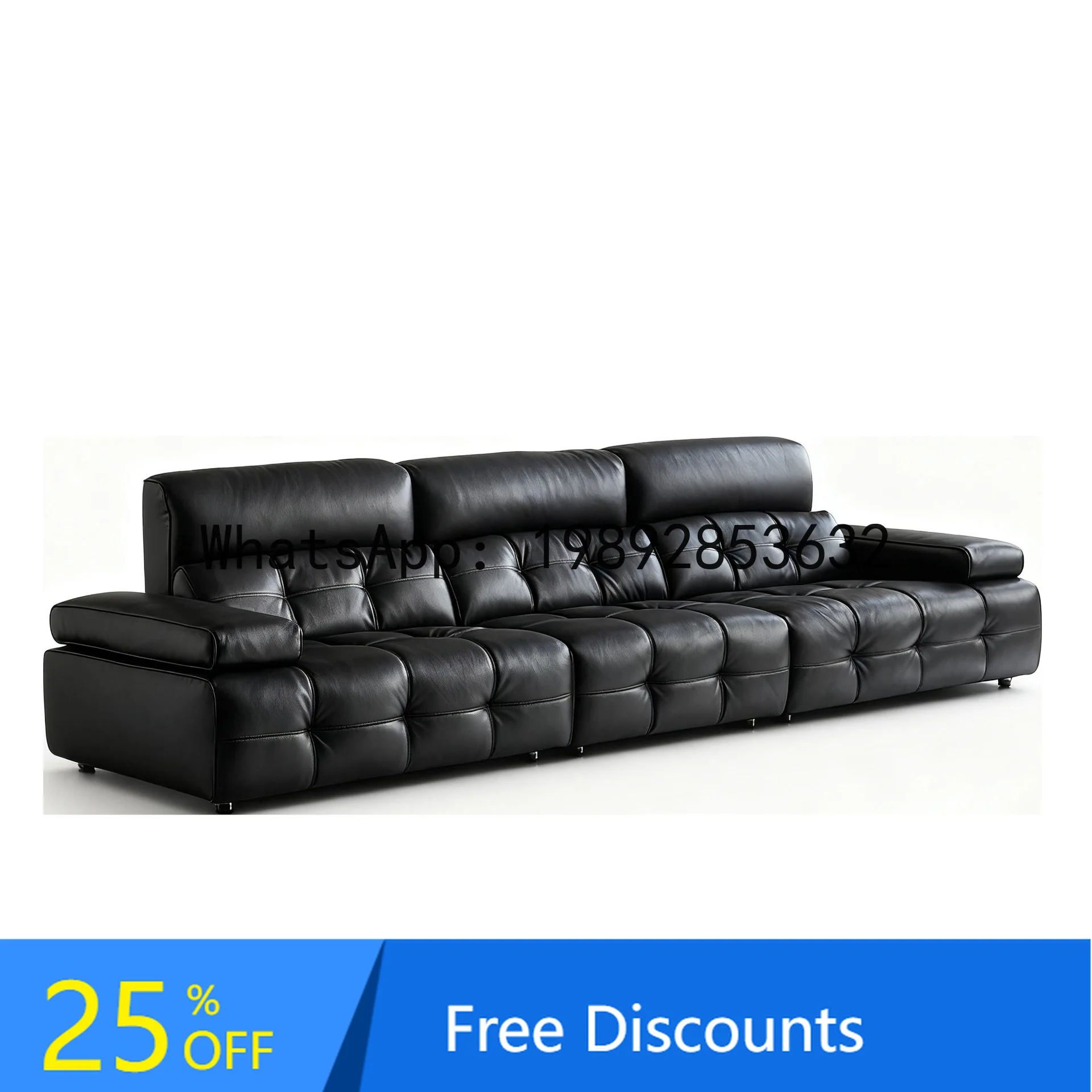 

YFY High Back Lawrence Sofa Top Layer Cowhide Genuine Leather Italian Vintage Style Straight Row Living Room Italian Style