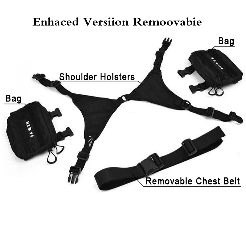 Bolso de aparejo de pecho Punk para mujer, bolsa de pecho táctica de Hip-Hop Unisex, chaleco funcional, riñonera, billetera de bolsillo para teléfono