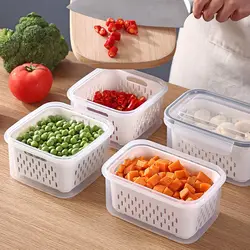 Refrigerator Storage Box Fridge Organizer Fresh Vegetable Fruit Boxes Drain Basket Storage Containers Pantry Kitchen Organizer