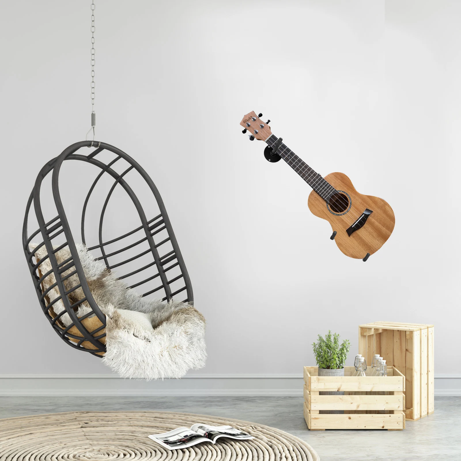 

1Set Guitar Wall Hanger Stable Metal Holder Practical Horizontal Guitar Wall Mount Bass Ukulele Holder Ukulele Hanger Rack