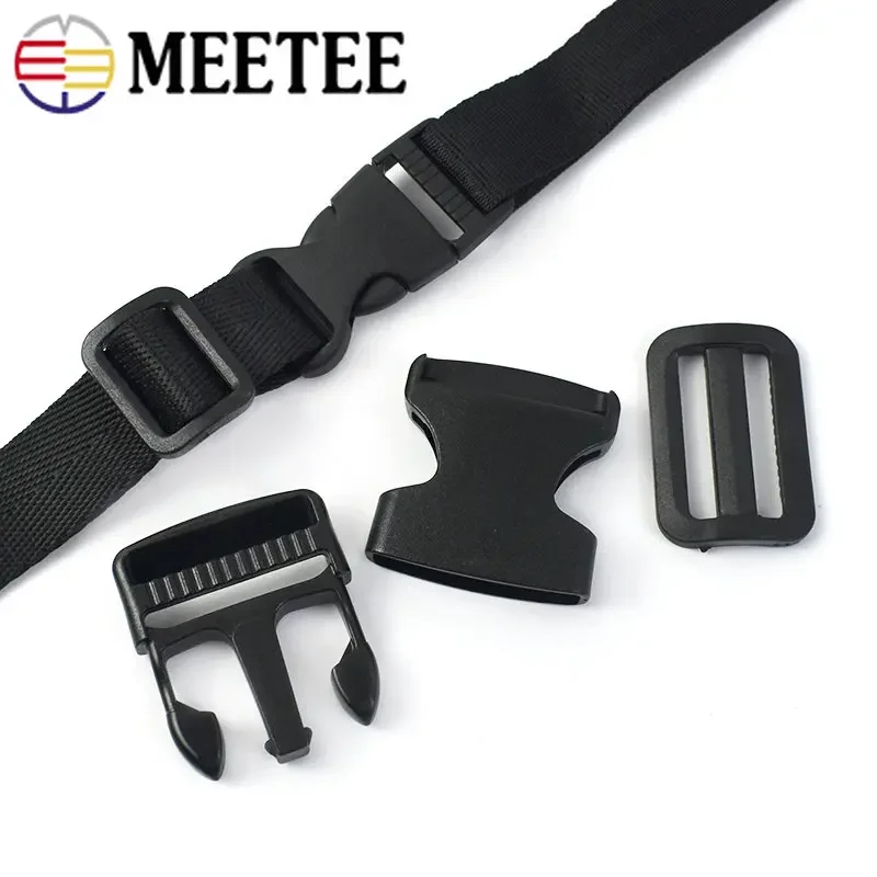 10/20Sets Plastic Side Release Buckles 20-50mm Tri-Glide Adjustable Clasp Webbing Hook Bag Strap Backpack DIY Sewing Accessories