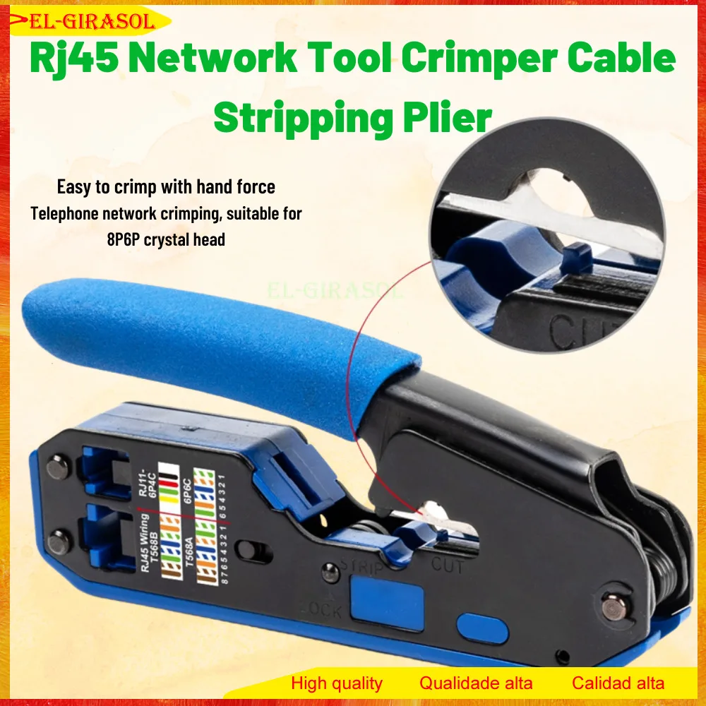 

Rj45 Network Tool Crimper Cable Stripping Plier Stripper for Rj45 Cat6 Cat5E Cat5 Rj11 Rj12 Connector Ethernet Cable Cutter FTTH