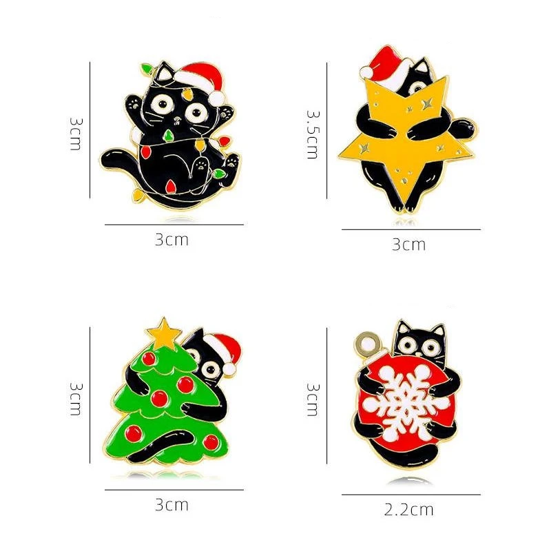 Cute Cartoon Black Cat Enamel Brooch Sweet Creative Christmas Day Gift Lapel Pin Badge Backpack Clothing Hat Accessories