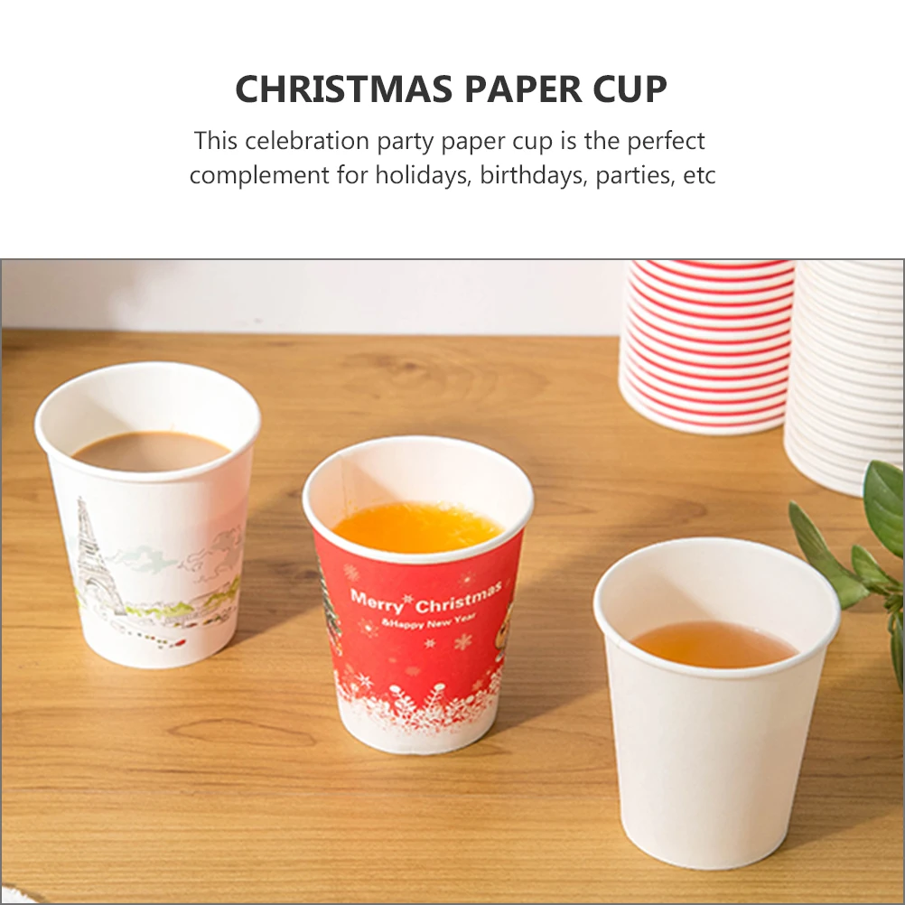 

50Pcs Thickened Coated Paper Cups Disposable Party Cups for Birthday Christmas Bar Banquet Wedding Drinks