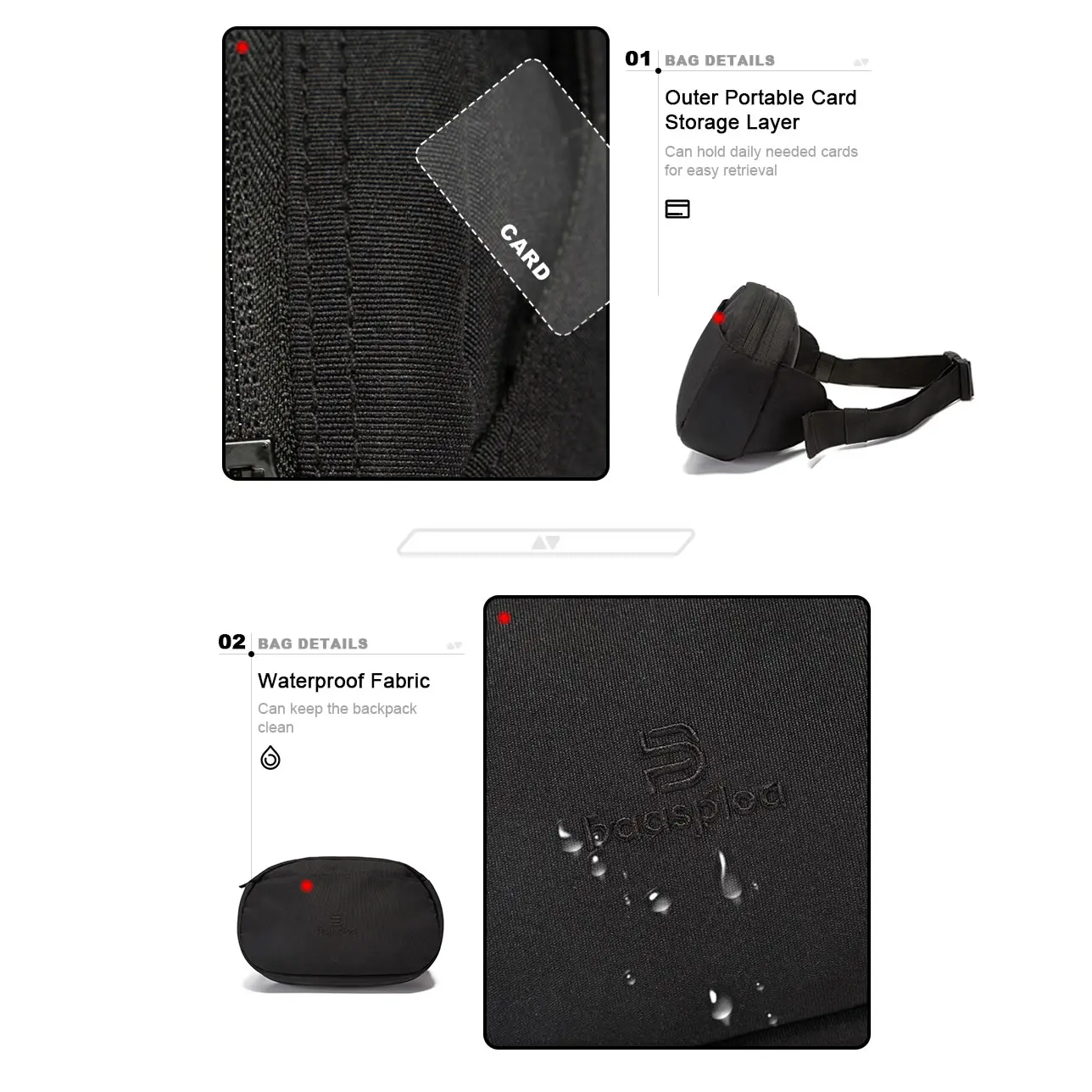 Baasploa Men Women Waterproof Anti-theft Running Cycling Belt Bag Multi-functional Ultra-thin Travel Waist Bag Fanny Pack Bumbag