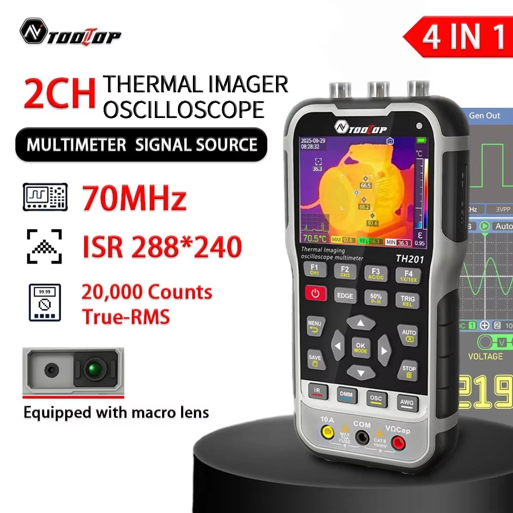 TOOLTOP TH201 Thermal Imager 70Mhz Digital Oscilloscope Dual Channels ISR 288x240 Resolution Electrical PCB Thermal Camera
