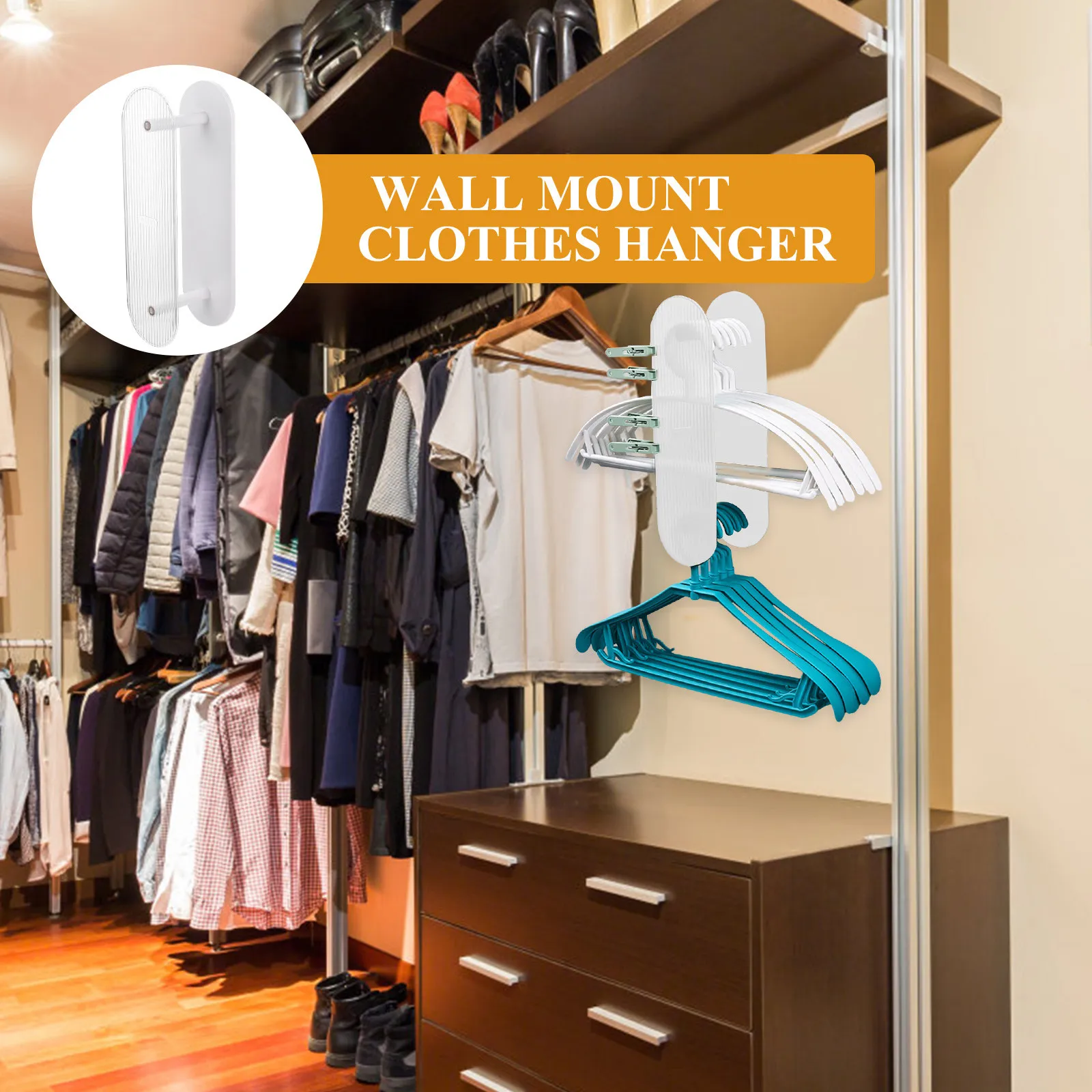 Wall Mount Clothes Hanger Stacker Adhesive Storage Rack Household Organizer Laundry Room Space Saving Laundry Room Organization