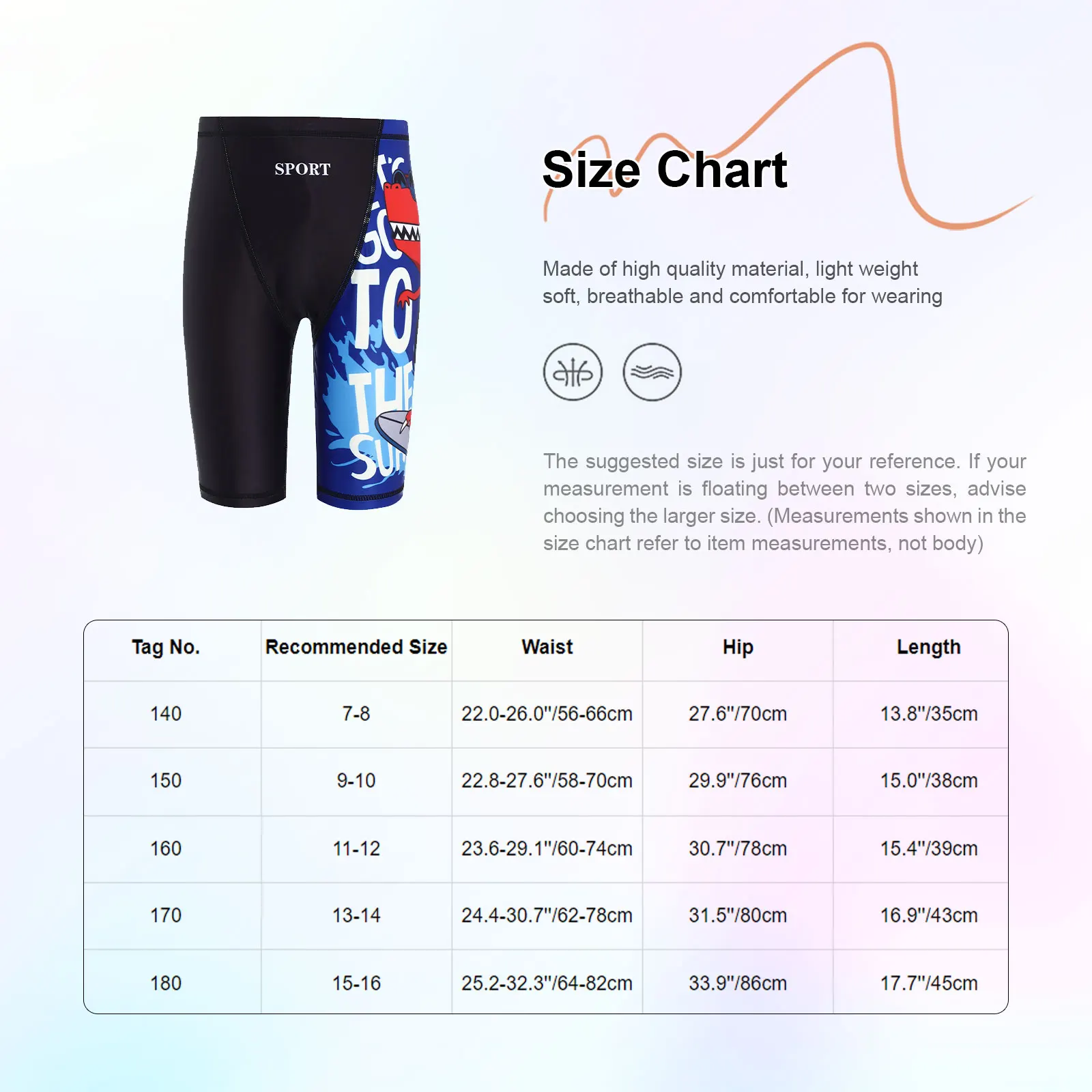 Boys Swim Shorts Swimsuits Print Pattern Quick Dry Waist Drawstring Swimming Pants Beach Hot Spring Swimwear Surf Shorts Trunks