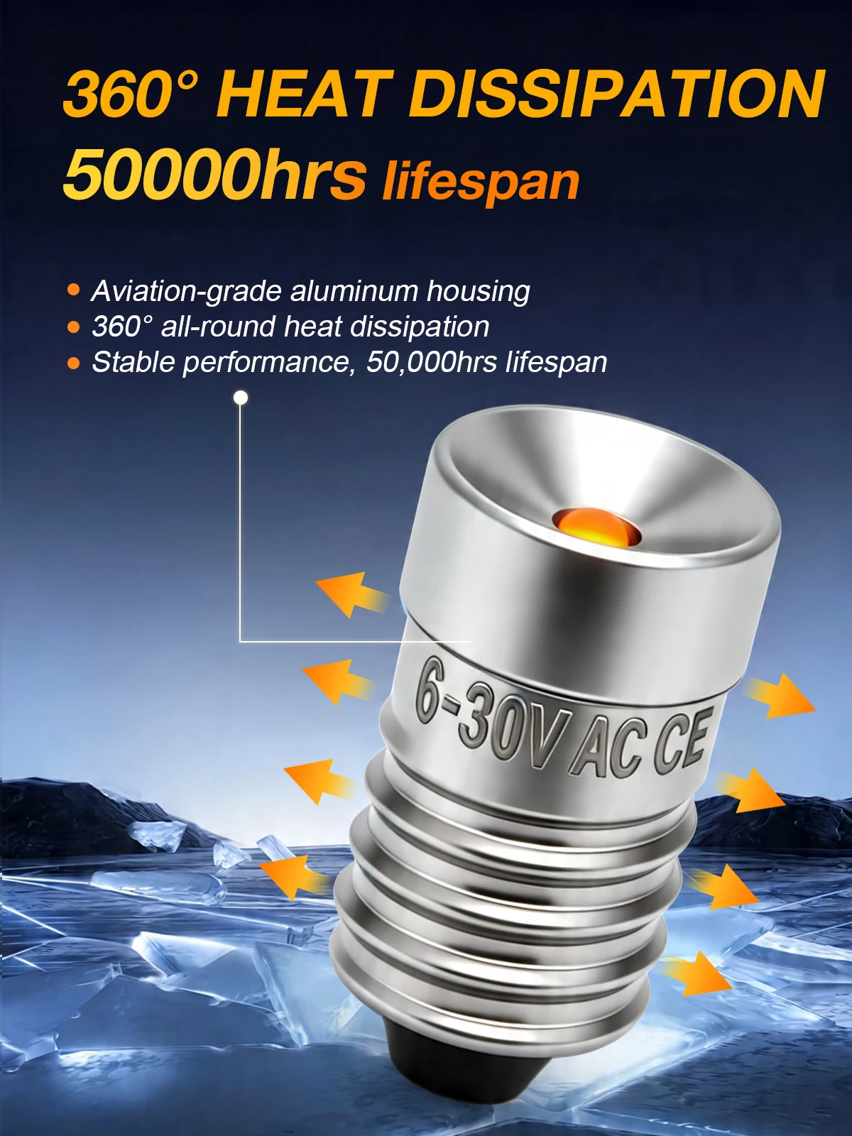 Mini E10 LED Torch Bulb AC 6-30V Low Power 200Lm Replacement For Maglite Flashlight Headlamp Camping Lantern Work Light 2Pcs view 5