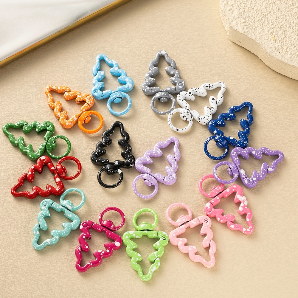 

5Pcs/Lot 42x26.6mm Christmas Tree Keychain Trigger Clips Buckles Spring Buckle Snap Hook For DIY Key Ring Jewelry Connector