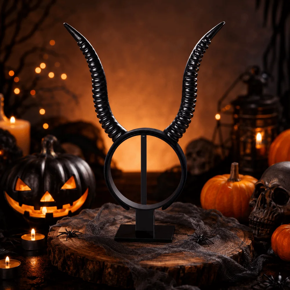 Gothic Demon Horns Headwear Cosplay Dark Style Halloween Devil Headband Headdress Decorative Sheep Horn Headband Halloween Party