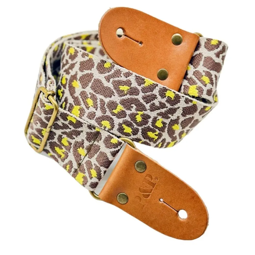 

Tartan Plaid Guitar Strap Leopard Print Leather End Acoustic Guitar Belt Adjustable Cotton Guitar Shoulder Strap Bass Strap