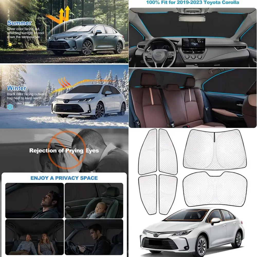 2019-2023 كورولا 6 طبقات لون نافذة السيارة السميك |   مجموعة كاملة من ستائر الخصوصية |   عازل حراري معتيم بنسبة 100% للتخييم والنابي