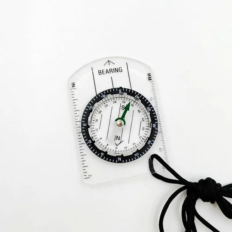 

Portable Compass Scale Ruler Multifunction Outdoor Transparent Mini Acrylic Compasses with Map Rulers Lanyard 70x48x9mm