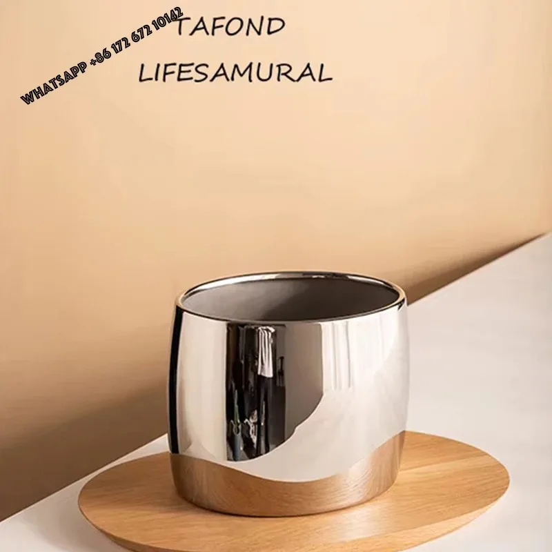 Champagne & Beer Ice Cubes Minimalist Stainless Steel Ice Bucket Oval Shape for Bar Decoration for Chilling Red Wine
